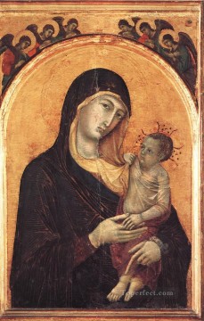 Duccio Painting - Virgen y el Niño con seis ángeles Escuela de Siena Duccio